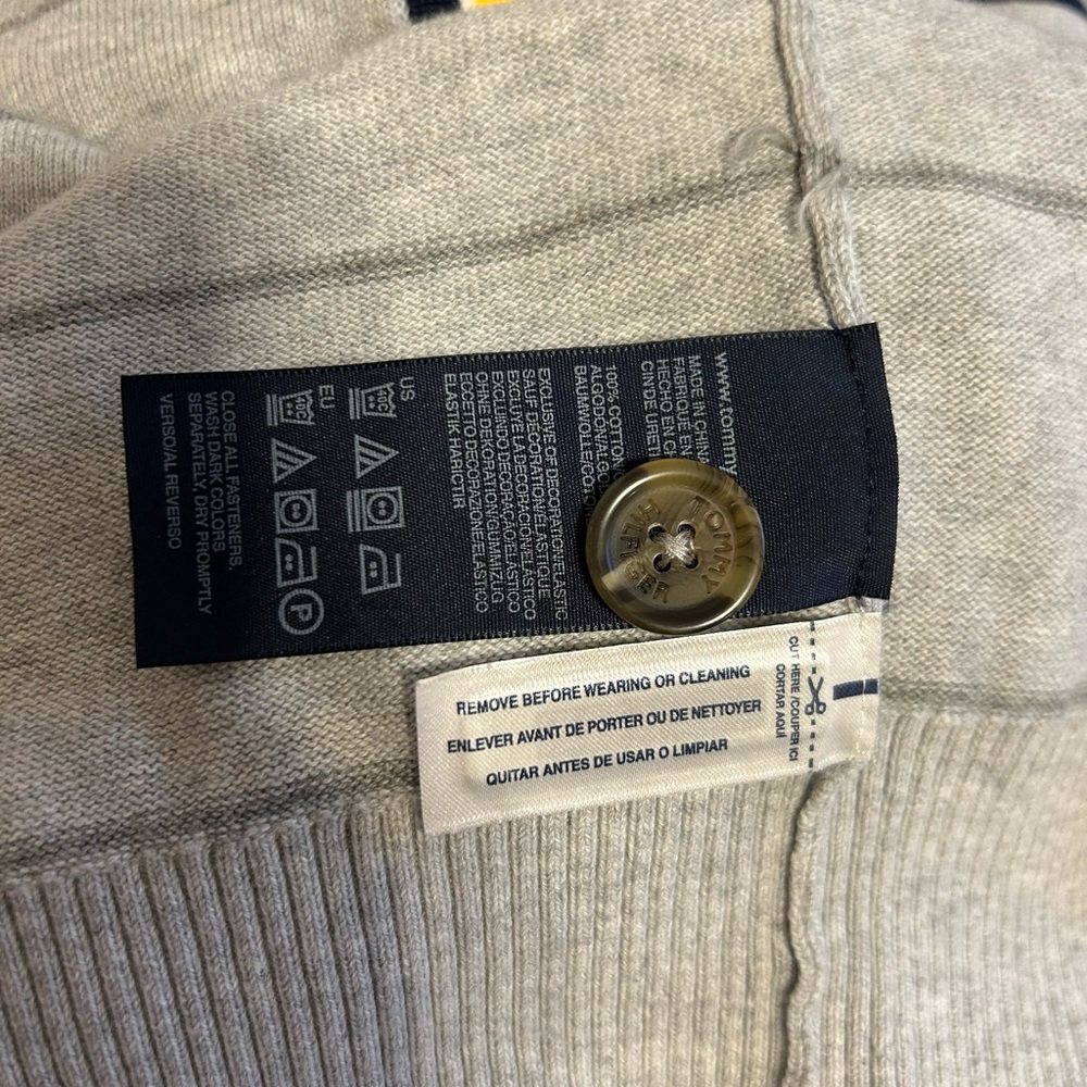 Tommy Hilfiger Mens Gray Striped V Neck Button Up Cardigan Sweater XL - Picture 9 of 11